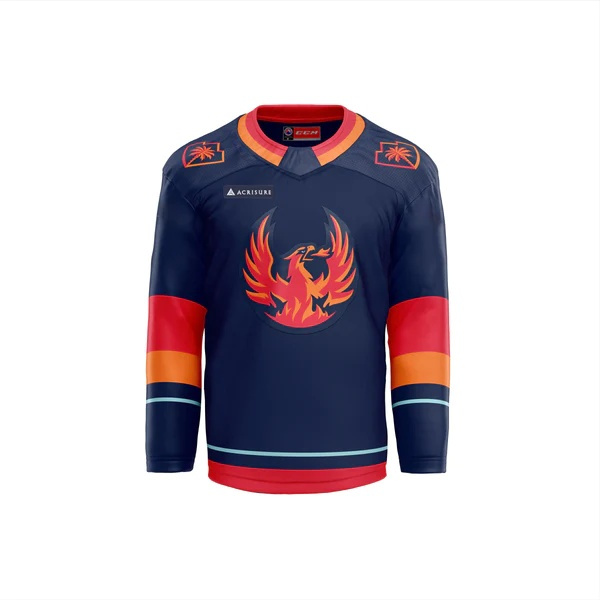 Men's Coachella Valley Firebirds Navy Stitched Hockey Jersey